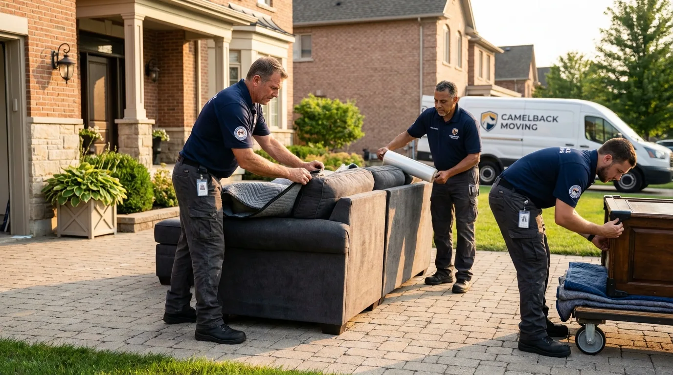 Large estate moving crew wrapping furniture in Highland, IN